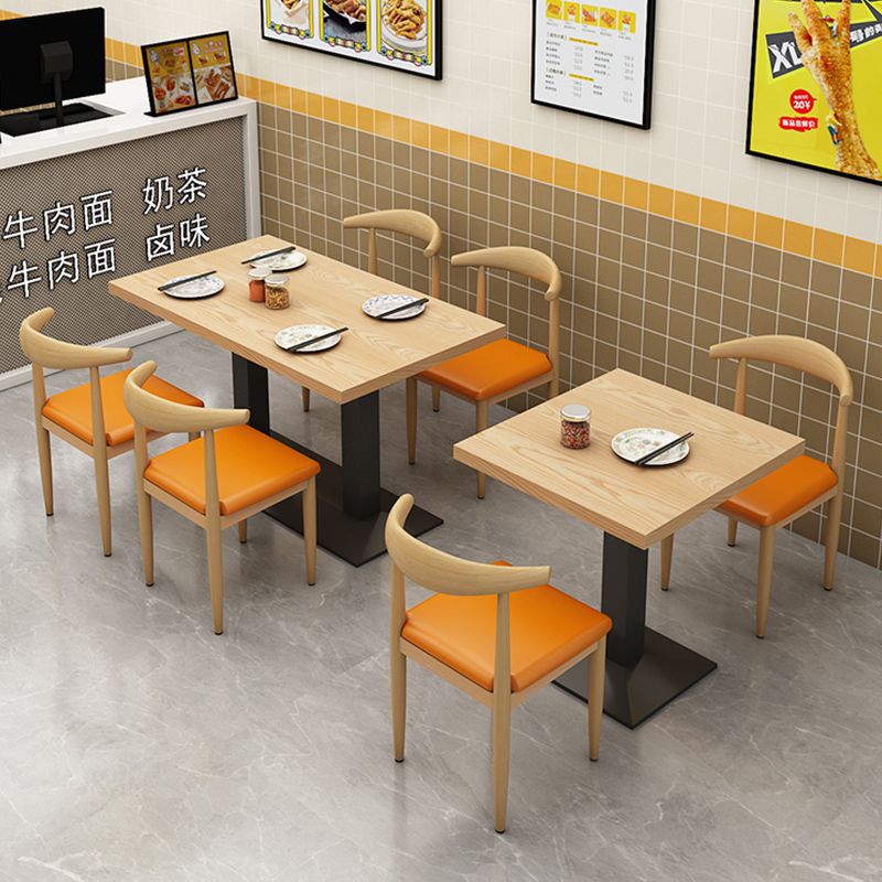 食堂餐桌椅小吃店餐桌椅曲木不锈钢防火板快(图1)